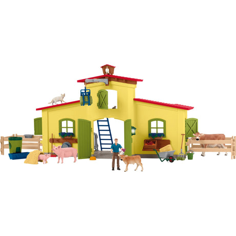 Schleich Farm World - large stable, yellow toy figure