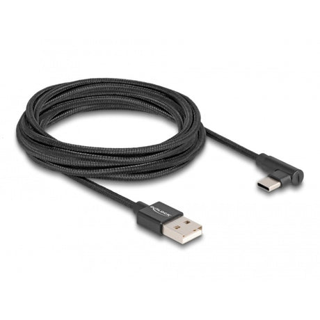 „Delock“ USB 2.0 kabelis – nuo a kišuko iki c tipo USB kištukinis kampinis, 3 m kabelis (juodas)
