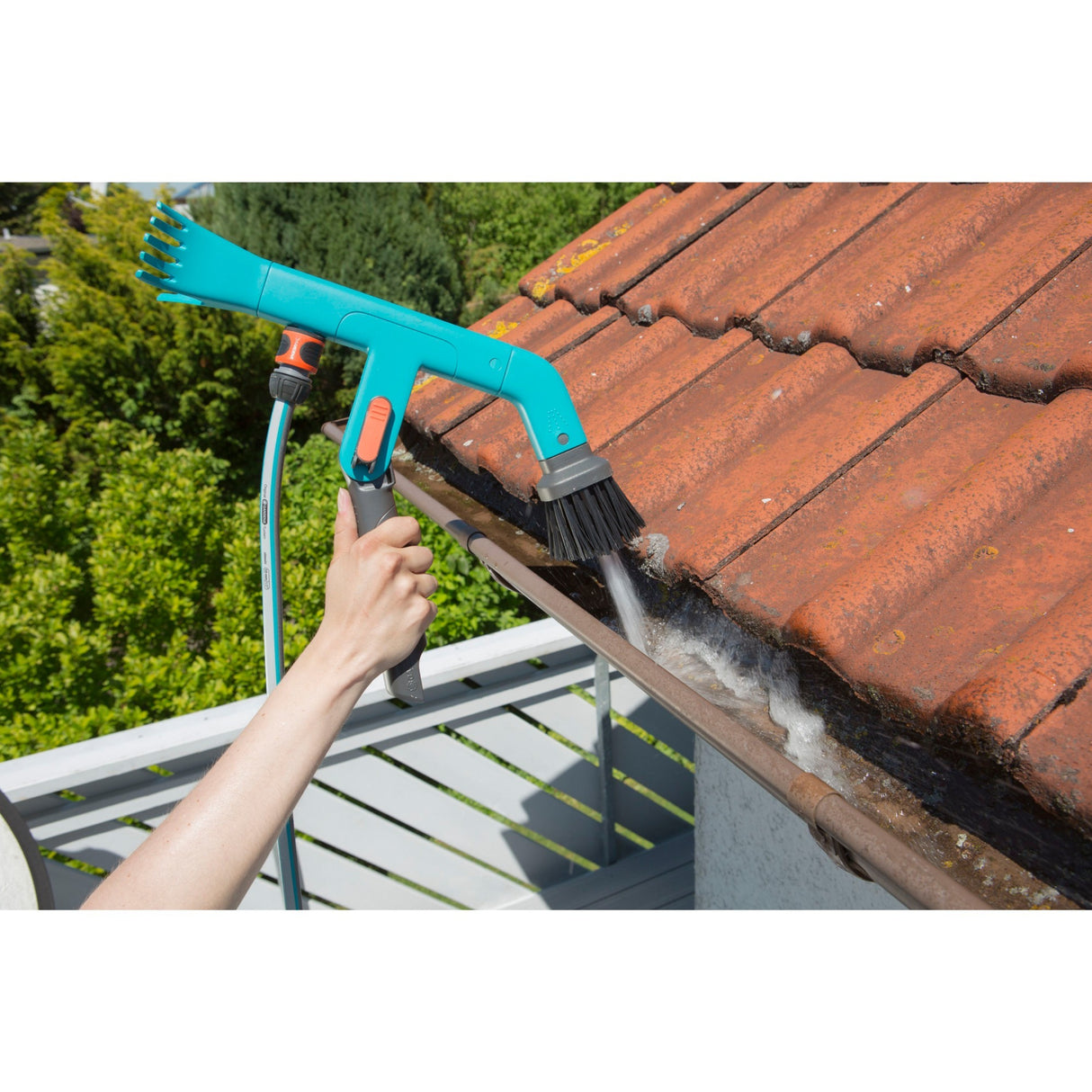 Glantóir gáitéir combisystem Gardena broom dronuilleach (turquoise dubh, 3651-20)
