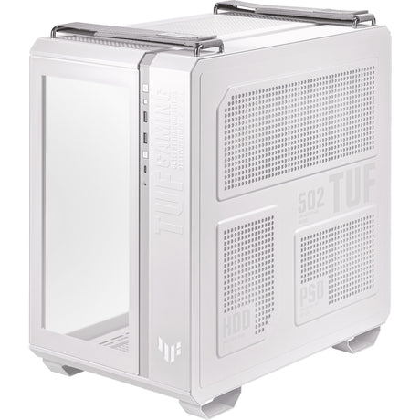 Asus tuf gaming gt502 Midi Tower Gehäuse (wäiss | 2x usb-a | 1x usb-c | temperéiert Glas)