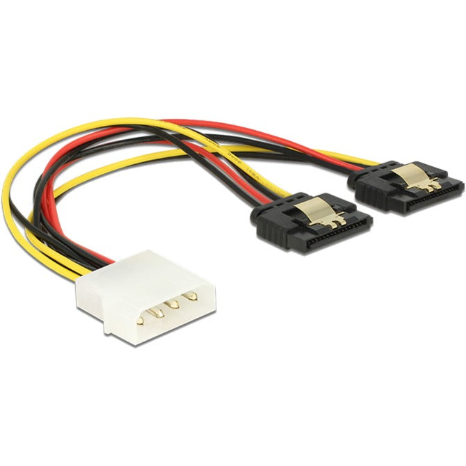 Delock power molex 4-pin samec > 2 x sata 15-pinový rozbočovací kabel (černá červená, 0,2 metru)