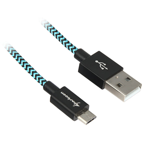 Sharkoon USB 2.0-kabel, USB-A > mikro-USB B (svart lyseblå, 3 meter)