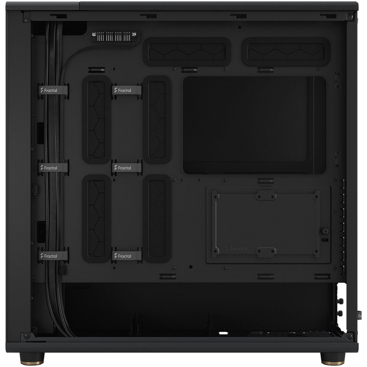 Fraktalinio dizaino North xl Midi bokšto korpusas (juodos medienos spalvos | 2x USB-A | 1x USB-C)