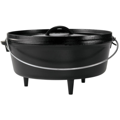Lodge Camp Dutch Oven L12CO3, Flat Bottom (Black, with Legs)