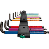Wera 950 9 sześciokątnych plus wielokolorowy 1 zestaw kluczy trzpieniowych, metryczny, czarny laser (9 szt.)
