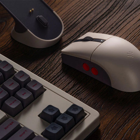 8bitdo retro r8 mouse - n edition (grey red, 50 - 26000 dpi, bluetooth usb-c 2.4 ghz)