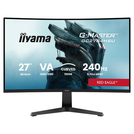 Iiyama G-Master Red Eagle GC2784HSU-B1 27 Curved Gaming Monitor (black, 2x HDMI, 1x DisplayPort, USB, audio, AMD Free-Sync, 240 Hz)