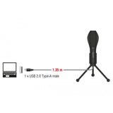 Delock USB condenser microphone (black, with table stand)