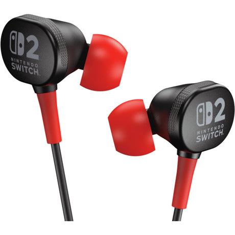 Powera wired earbuds for Nintendo Switch 2 in-ear (black red, Nintendo Switch 2, Nintendo Switch, Nintendo Switch - OLED model, Nintendo Switch Lite)