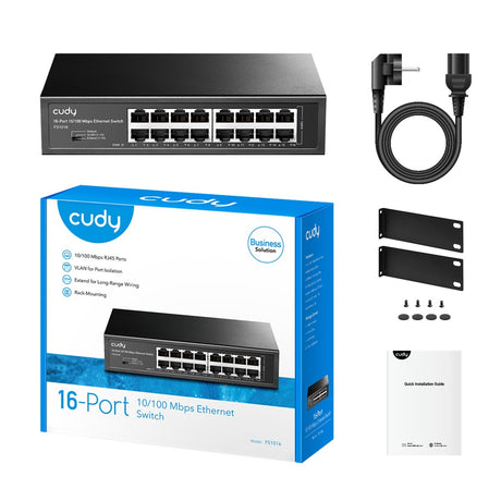 Cudy 16-port 10 100 mbps ethernet switch (zwart)