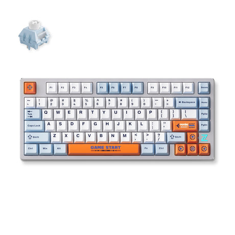 Mchose z75s oranžová modrá snow tiger kovový horní kryt bezdrátová mechanická rgb klávesnice (šedá, rozložení us (qwerty), ttc snow tiger, 75 %, rgb, hot swap, double-shot pbt, bezdrátová | bluetooth | usb-c)