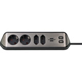 Brennerstuhl ®estilo hjørnekoblingsbokslist med USB-ladefunksjon 4-veis 2x beskyttelseskontakt 2x euro sølv svart