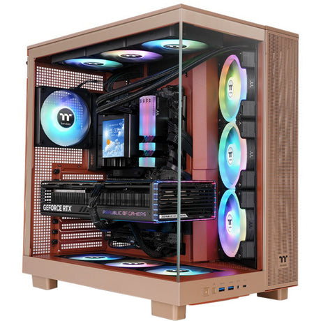 Thermaltake View 380 XL TG ARGB Gravel Sand Midi Tower Case (Light Brown | 2x USB-A | 1x USB-C | RGB | Window)