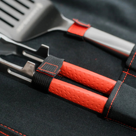 Kamado Joe Krafted Steel Grilling Tool Accessory Set Grill Cutlery (3-piece, including canvas carry bag)