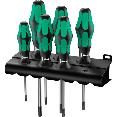 Wera 367 6 torx hf screwdriver set kraftform plus + rack (black green, 6-piece)