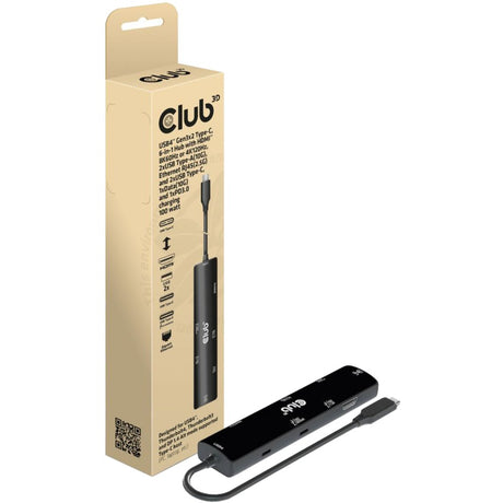Club 3D USB4 Gen3x2 Type-C, 6-in-1 Docking Station (Black, CSV-1599)