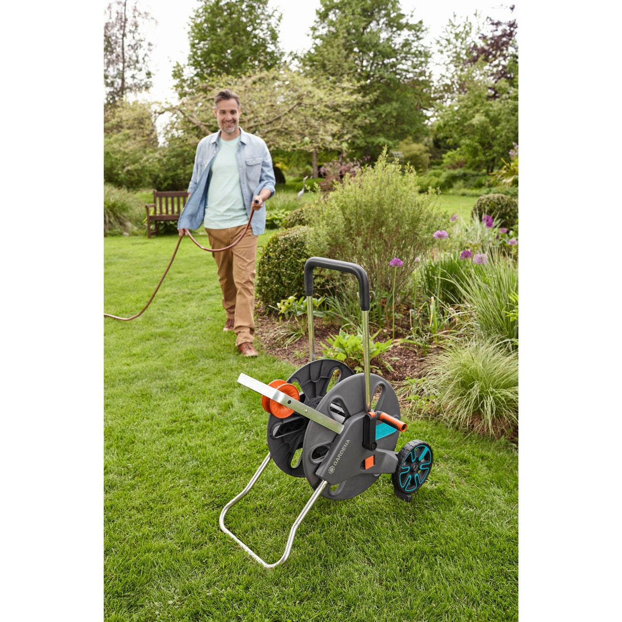 Gardena Schlauchtrolley Aquaroll L Easy (grau orange, 18520-20)