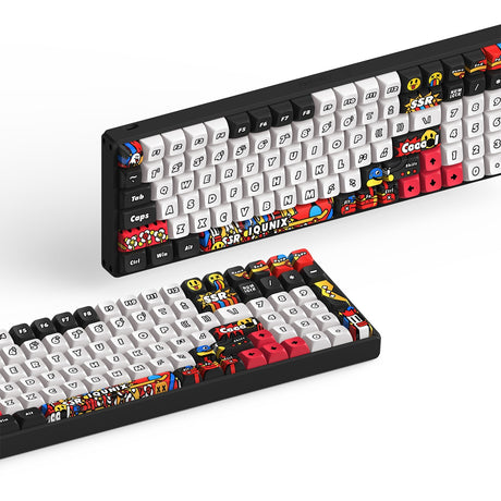 Iqunix f97 graffiti diary wireless mechanical keyboard (black, us layout (qwerty), ttc gold pink, 96%, rgb leds, hot-swappable, pbt, 2.4ghz | bluetooth 5.1 | usb-c)