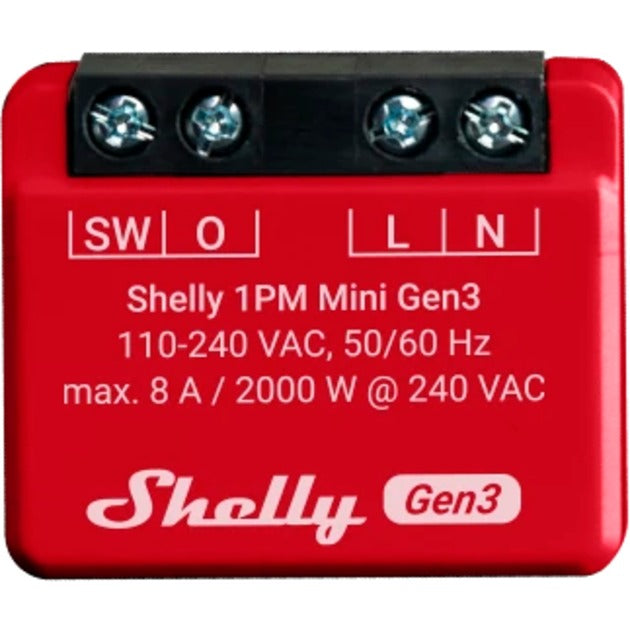Shelly plus 1pm Mini Gen3 Relais (rout schwaarz, wifi)