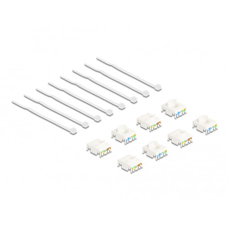 Delock moduł Keystone gniazdo rj45 do lsa cat 6a bez użycia narzędzi, 8 sztuk (wielokolorowe)
