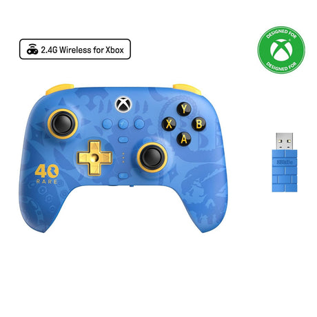 8bitdo Ultimate 3-mode controller for Xbox - rare 40th anniversary edition (blue gold, Xbox Series X|S, Xbox One, PC, Bluetooth USB-C 2.4 GHz)