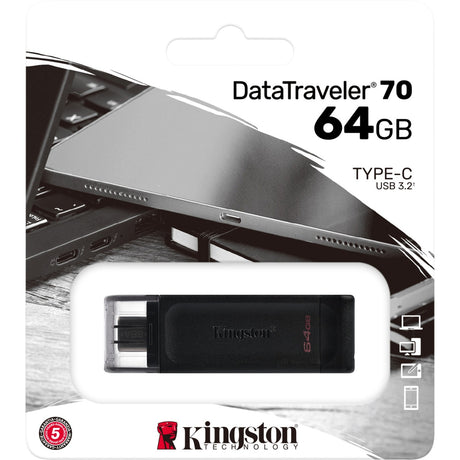 Kingston data traveler 70 64 GB USB ključ (črn, dt70 64 GB, USB-C 3.2 gen 1)