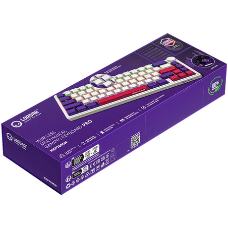 Lorgar kbp70mw, gaming keyboard (white, US layout, Lorgar Toxic Purple, 65%, RGB, hot-swappable, PBT double-shot, Bluetooth 2.4GHz USB)