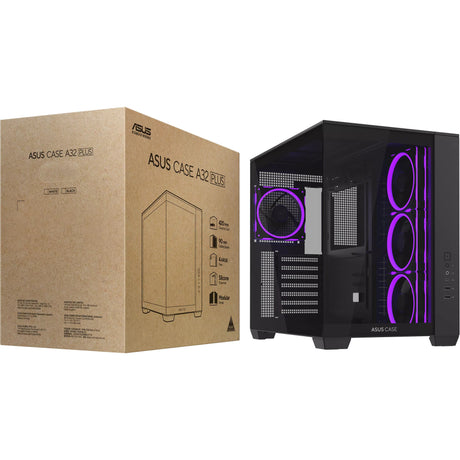 Asus A32 Plus Midi Tower Case (Black | 2x USB-A | 1x USB-C | RGB | Tempered Glass)