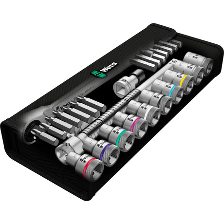 Wera 8100 SC 11 Zyklop Metal Ratchet Set Werkzeugset (schwarz grün, 28-teilig, Vollmetall-Umschaltknarre)