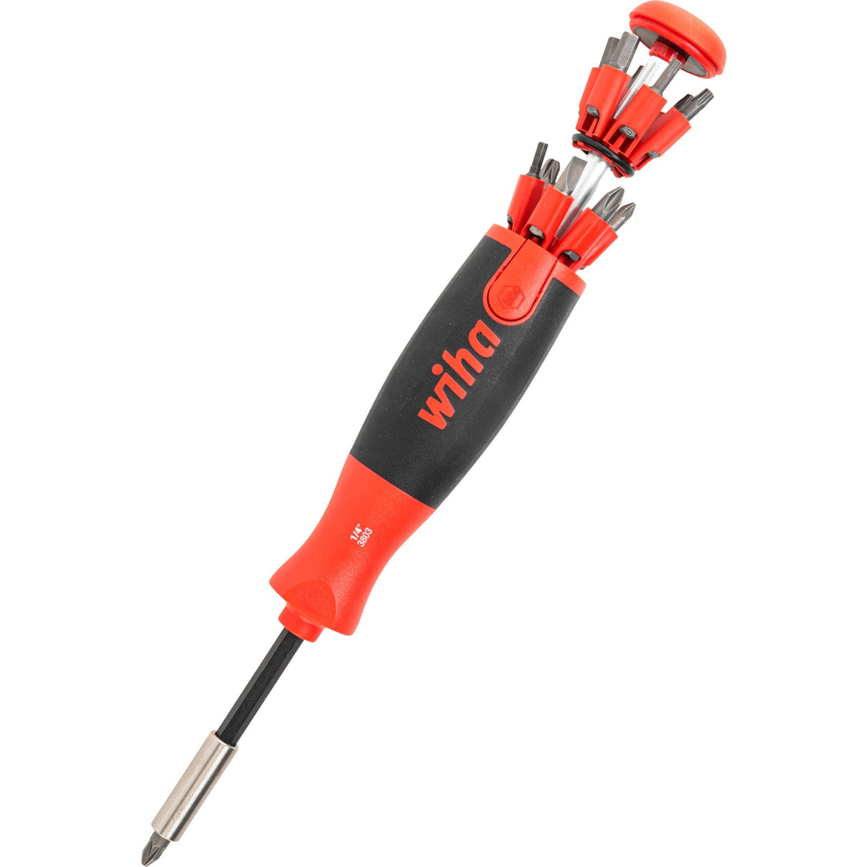 Wiha screwdriver with bit magazine LiftUp 25 magnetic (black-red, 12 bits, 1 4)