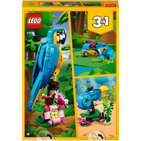 Lego creator 3in1 exotic parrot - frog - fish animal toy set for children - 31136