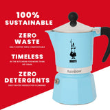 Bialetti Rainbow Espressomaschine (hellblau, 6 Tassen)