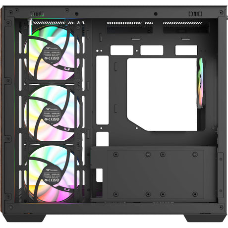 Thermaltake view 380 ws argb midi tower behuizing (zwart houtkleur | 2x usb-a | 1x usb-c | rgb | tempered glass)