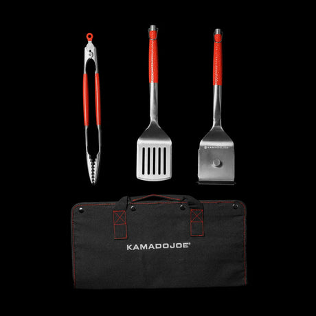 Kamado Joe Krafted Steel Grilling Tool Accessory Set Grill Cutlery (3-piece, including canvas carry bag)