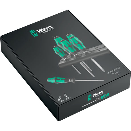Wera 367 6 torx hf screwdriver set kraftform plus + rack (black green, 6-piece)