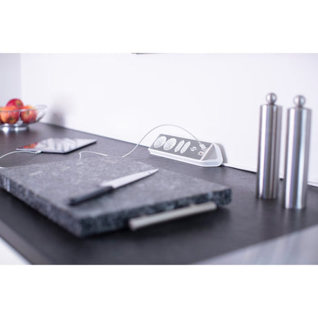 Brennerstuhl ®estilo corner connection box strip with USB charging function 4-way 2x protective sockets 2x euro silver white