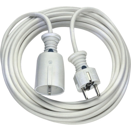 Brennerstuhl quality plastic extension cable with earthed plug and coupling (indoor extension cable with 5m cable) white