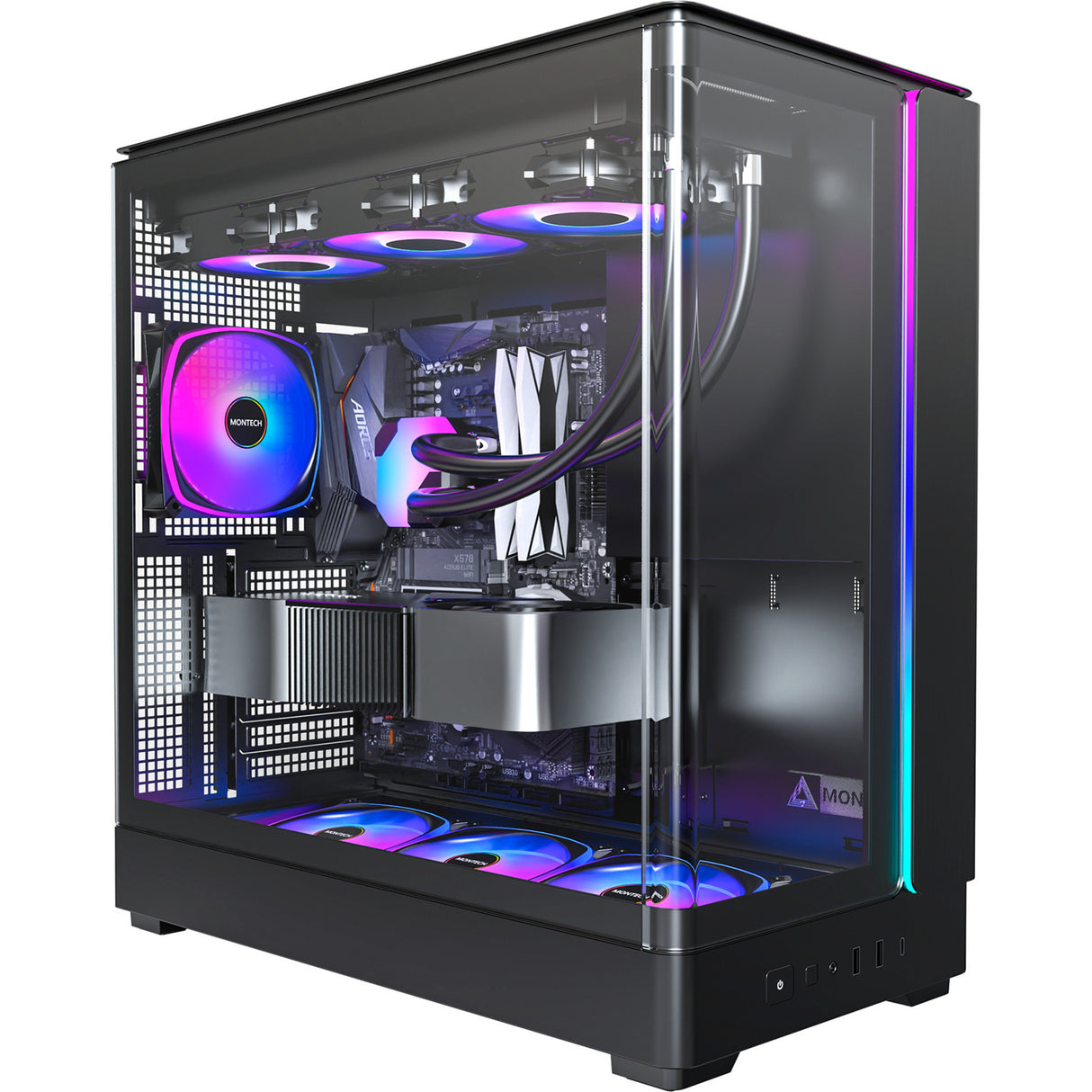 Montech King 45 Pro Midi Tower Case (Black | 2x USB-A | 1x USB-C | RGB | Window)