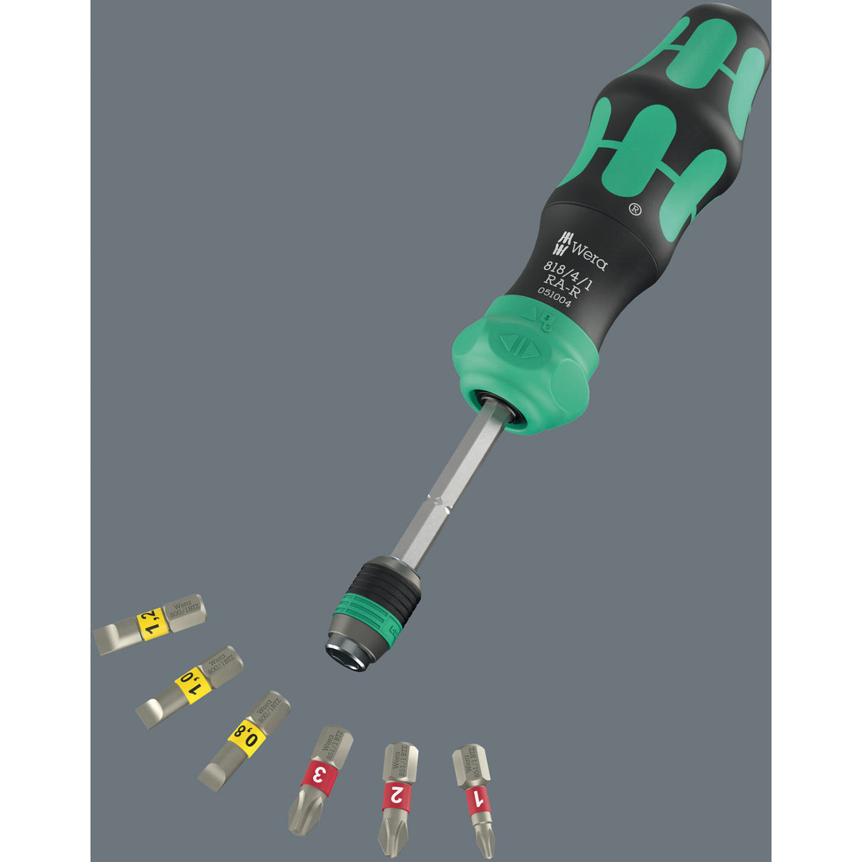Wera kraftform kompakt 25 ra-r with case, 6-piece bit set (black green)