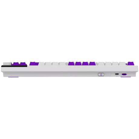 Lorgar kbp70tklw, gaming keyboard (white, US layout, Lorgar Toxic Purple, TKL, RGB, hot-swappable, PBT double-shot, Bluetooth 2.4GHz USB)