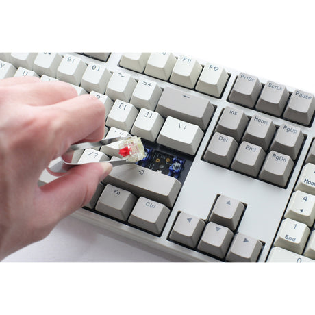 Ducky origin vintage mechanical keyboard (gray, us layout (qwerty), cherry mx brown, 100%, hot swap, pbt double-shot keycaps)