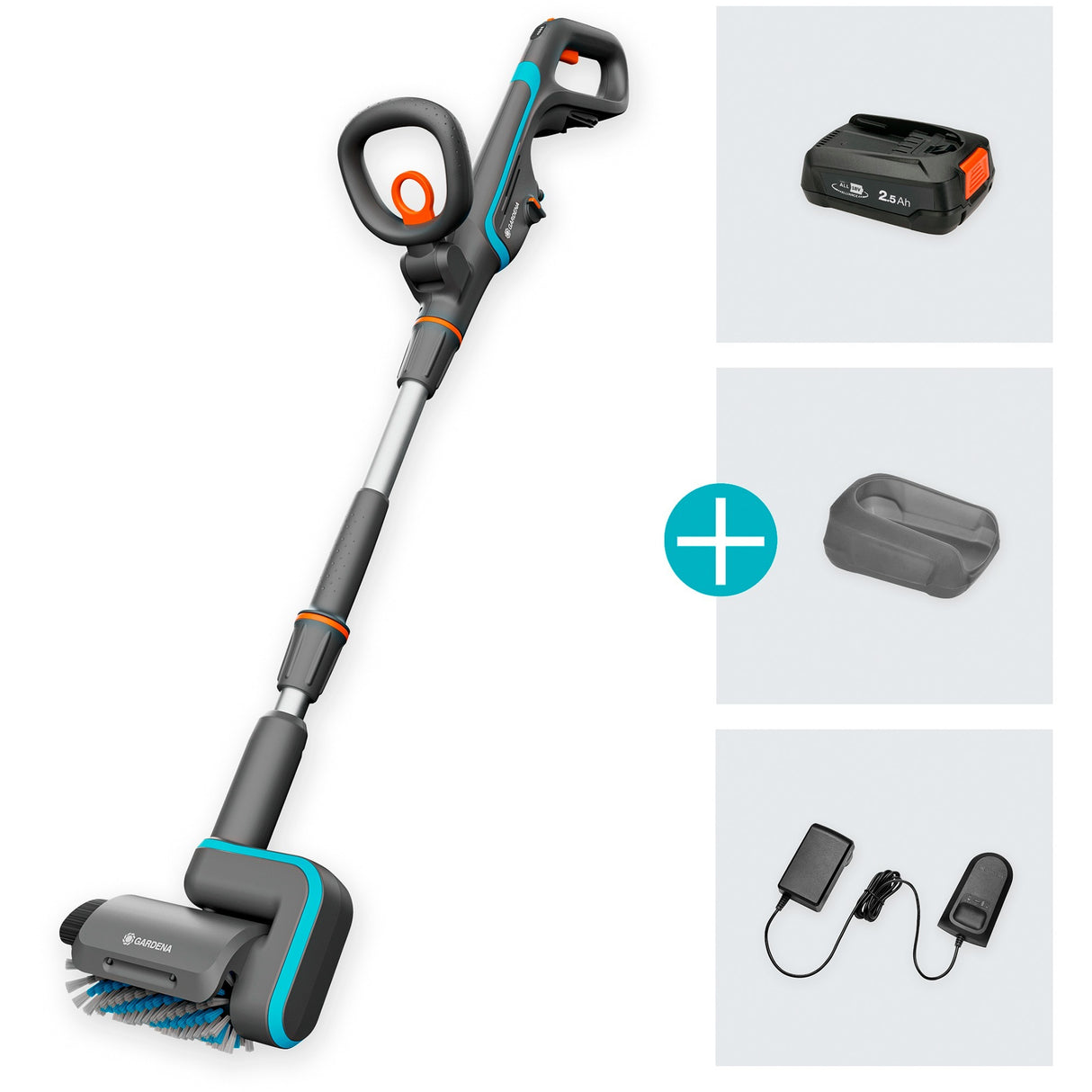 Gardena battery-powered multi-cleaner aquabrush patio 18v p4a - ready-to-use set