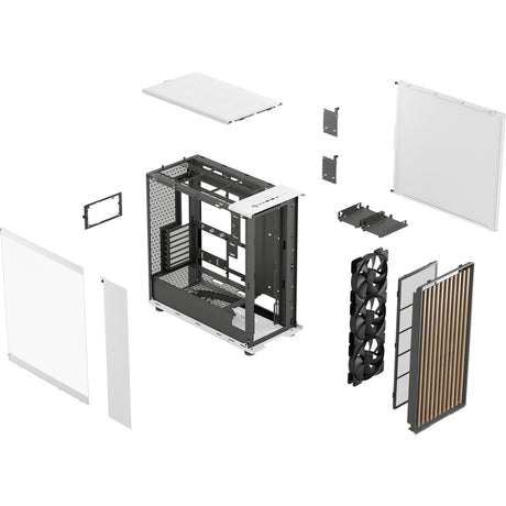 Fractal design north xl rc chalk white tg clear midi tower behuizing (wit houtkleur | 2x usb-a | 1x usb-c | tempered glass)