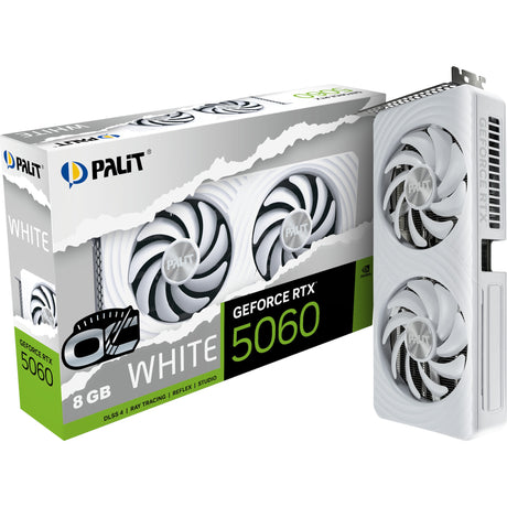 Palit geforce rtx 5060 oc white 8gb graphics card (white, dlss 4, 3x display port, 1x hdmi 2.1)