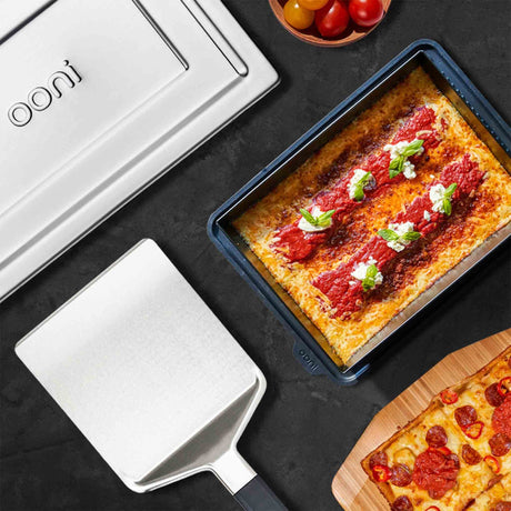 Ooni-Pfanne, Pizzaspatel, Grillbesteck (Silber-Schwarz)