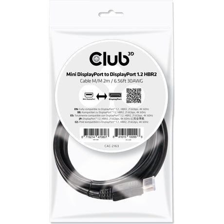 Club 3D Mini DisplayPort to DisplayPort 1.2 Cable (Black, 2 meters)