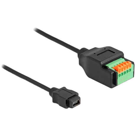 Delock USB 2.0 adapteris, USB 2.0 tipo mini-B moteriškas > 5 kontaktų gnybtų blokas (juodas, 15 cm)