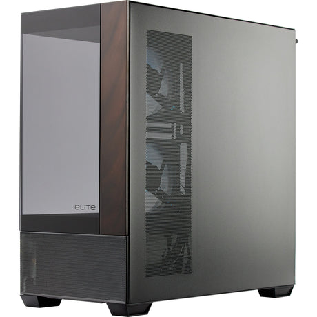 Cooler Master Elite 690 Wood Midi Tower Case (Black Wood Finish | 2x USB-A | 1x USB-C | RGB | Tempered Glass)