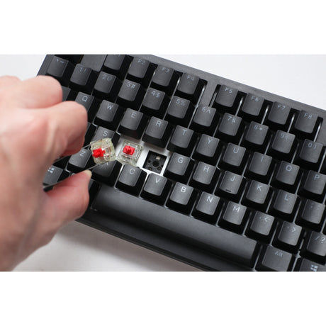 Ducky zero 6108 klasyczna czarna mechaniczna klawiatura do gier rgb (czarna, układ amerykański (qwerty), wiśnia mx2a speed silver, 100%, diody rgb, double-shot pbt, hot swap, 2,4 ghz | bluetooth | usb-c)