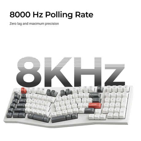 Keychron Q13 Ultra-P1 8K Wireless Custom Mechanical Keyboard (White, US Layout (QWERTY), Silk POM Red, 96%, RGB, Hot-Swappable, 8K, 2.4 GHz | Bluetooth 5.2 | USB-C)